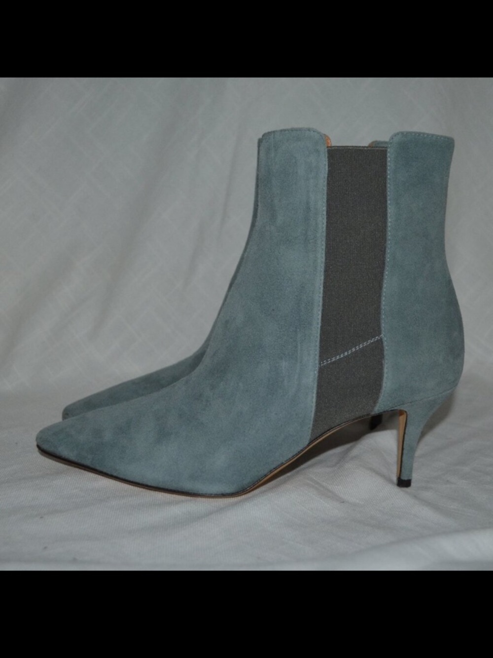 $1080 Sz 38 7.5 Alexa Wagner Light Blue Suede Lenny Ankle Chelsea Ankle Boots